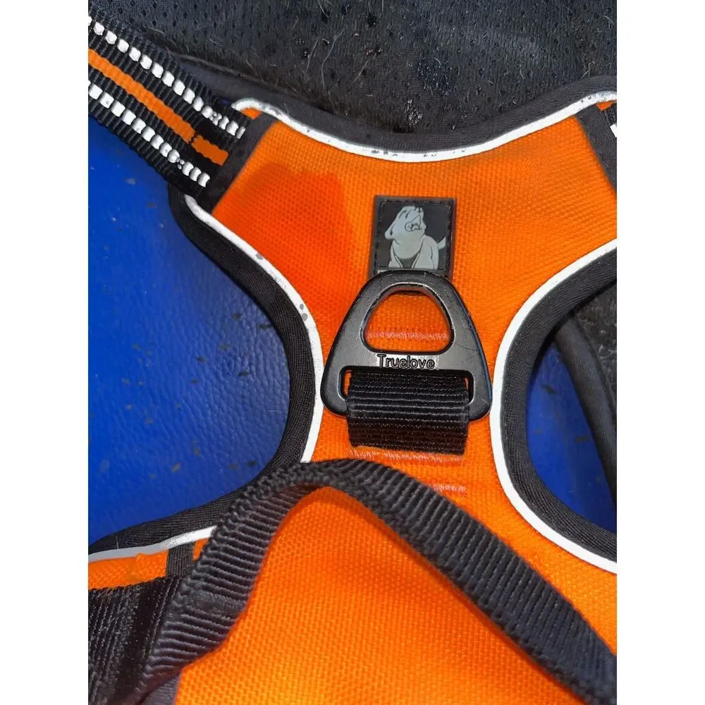 No pull outdoor dog chest harness size L with Im shy ask to pet signs